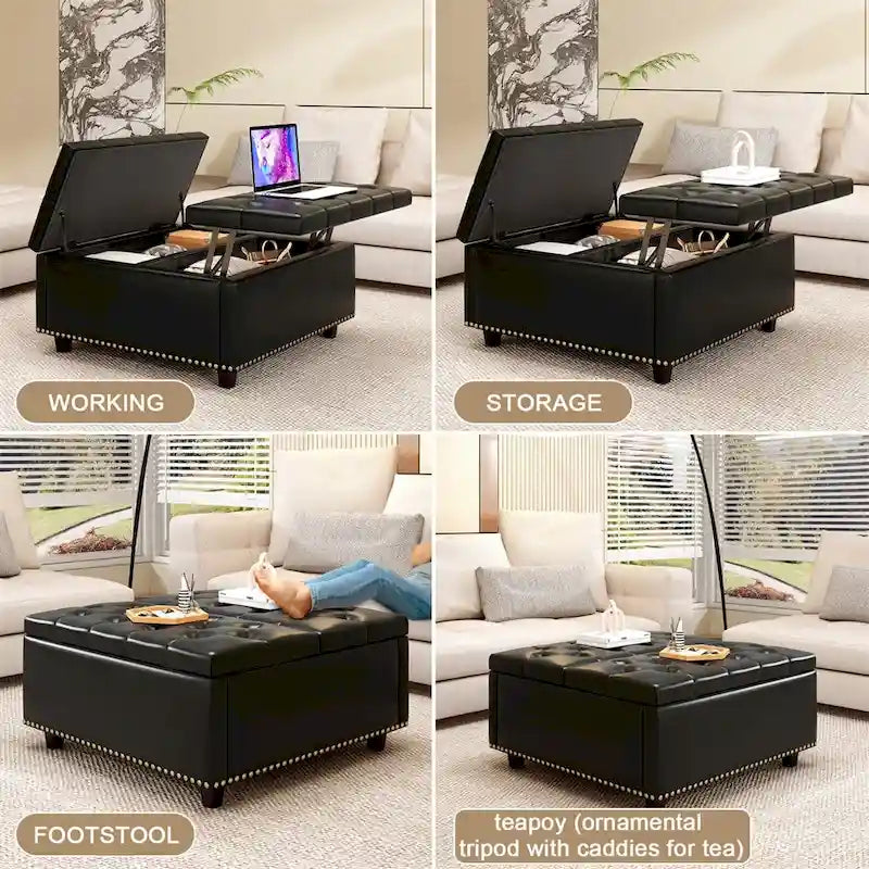Modern Storage Coffee Table with Storage Doors for Living Room