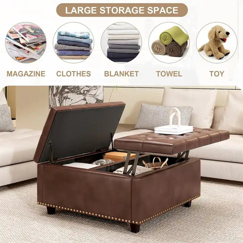 Modern Storage Coffee Table with Storage Doors for Living Room