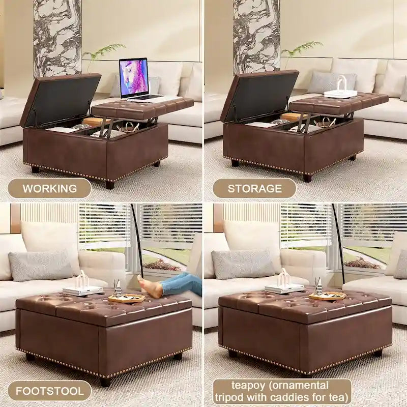 Modern Storage Coffee Table with Storage Doors for Living Room