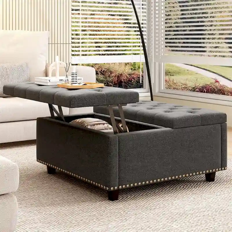 Modern Storage Coffee Table with Storage Doors for Living Room
