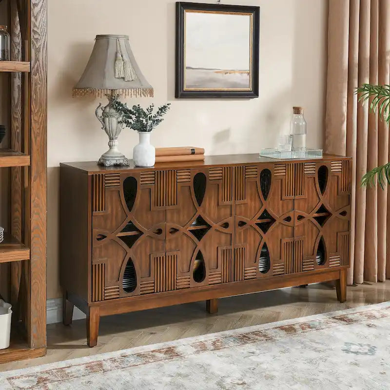 60.5  Modern Sideboard Buffet Cabinet with Storage, TV Media Console Table, Storage Cabinet with 4 Doors & Adjustable Shelves