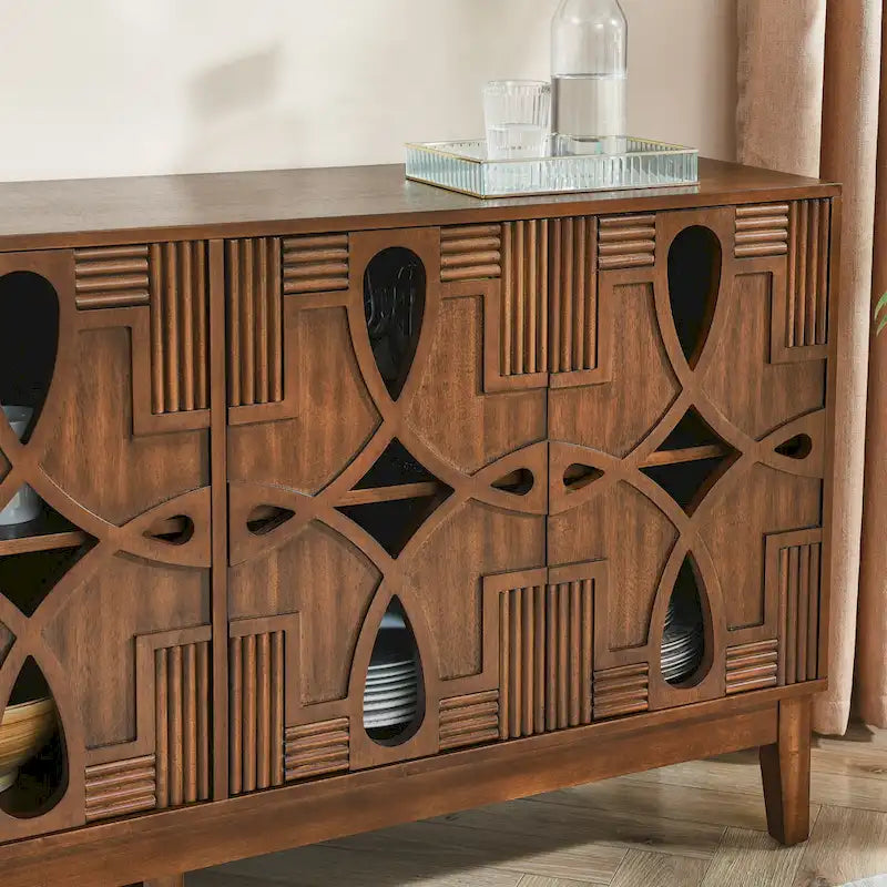 60.5  Modern Sideboard Buffet Cabinet with Storage, TV Media Console Table, Storage Cabinet with 4 Doors & Adjustable Shelves