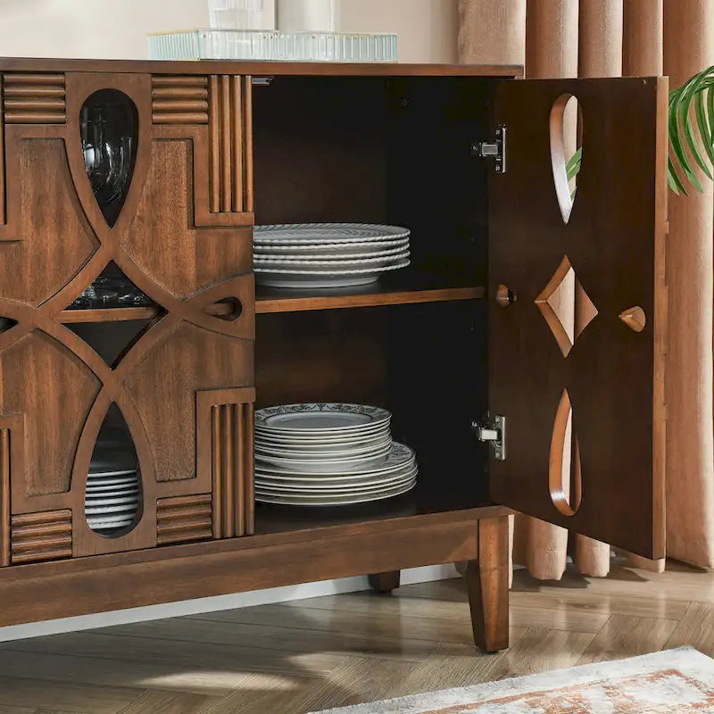 60.5  Modern Sideboard Buffet Cabinet with Storage, TV Media Console Table, Storage Cabinet with 4 Doors & Adjustable Shelves