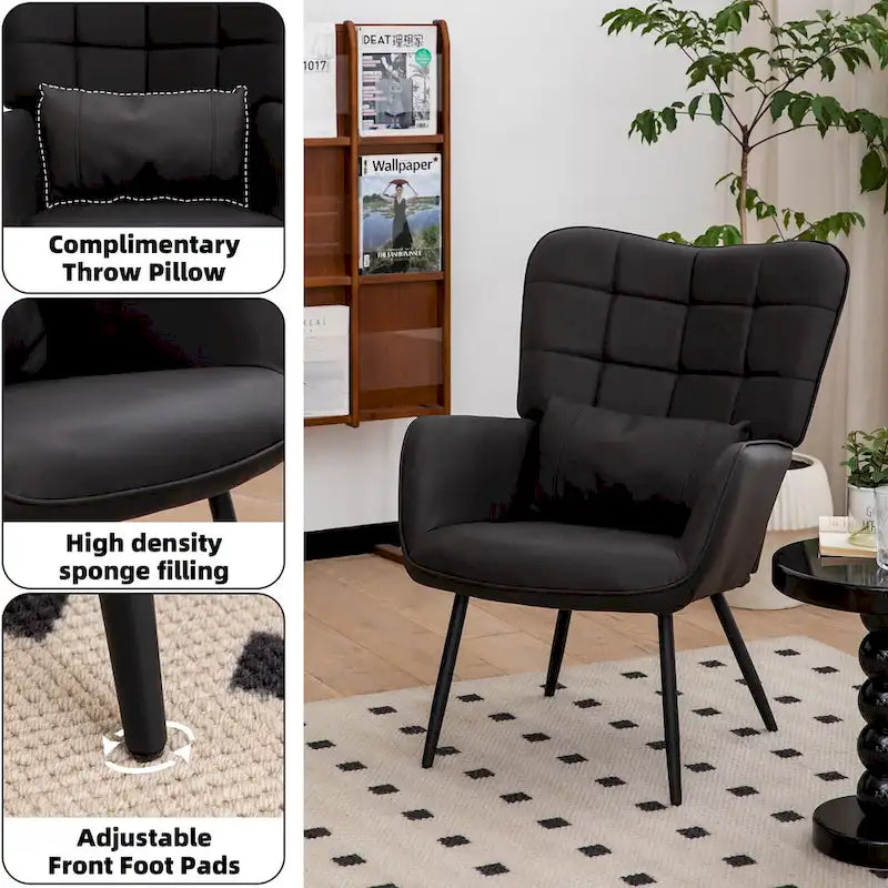 Bonded Leather Armchair Modern Accent Chair Set of 2