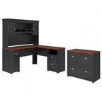 Fairview L Shaped Desk with Hutch and File Cabinet by Bush Furniture
