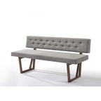 HomeRoots 63 Gray and Brown Upholstered Linen Blend Dining Bench - 63