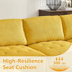 U-Shaped Corduroy Upholstered 6-Seat Convertible Modular Sectional Sofa Fit for Living Room