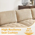 U-Shaped Corduroy Upholstered 6-Seat Convertible Modular Sectional Sofa Fit for Living Room