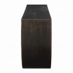 Riza Console Table, Half Moon Wood Frame Black, Gold Finish, 70 Inch