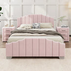 Modern Full Size Upholstered Platform Bed with Quilted Headboard and Footboard, Wooden Frame, No Box Spring Needed