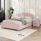 Modern Full Size Upholstered Platform Bed with Quilted Headboard and Footboard, Wooden Frame, No Box Spring Needed