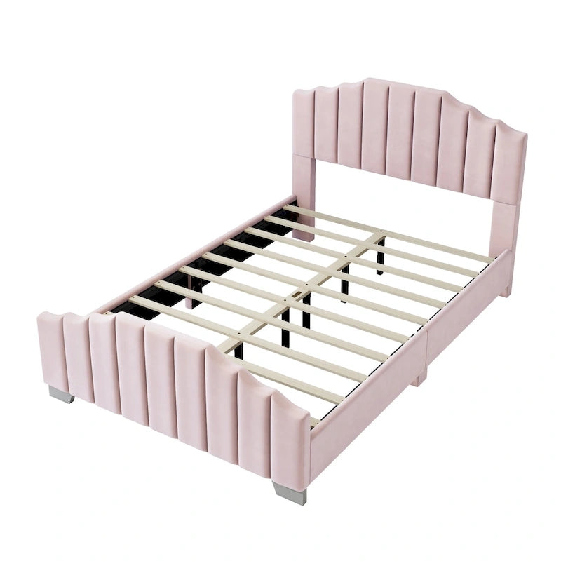 Modern Full Size Upholstered Platform Bed with Quilted Headboard and Footboard, Wooden Frame, No Box Spring Needed