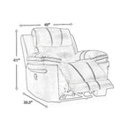 Ben Dual Power Recliner Chair, Adjustable Headrest, Gray Faux Leather