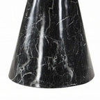 Olivia Dining Table, Pedestal Base, 48 Inch Round Black Faux Stone Top
