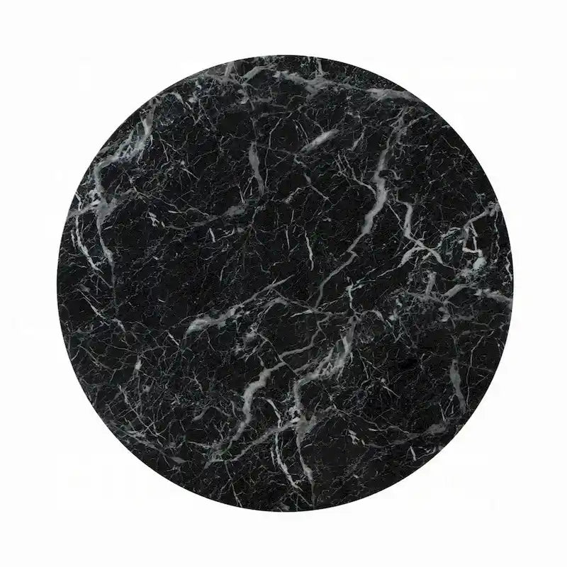 Olivia Dining Table, Pedestal Base, 48 Inch Round Black Faux Stone Top