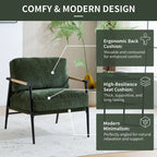 Varsts Modern Upholstered Accent Chair with Wood Frame, Emerald by Christopher Knight Home