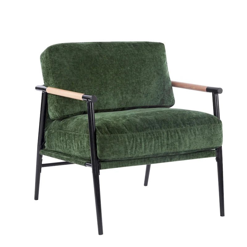 Varsts Modern Upholstered Accent Chair with Wood Frame, Emerald by Christopher Knight Home