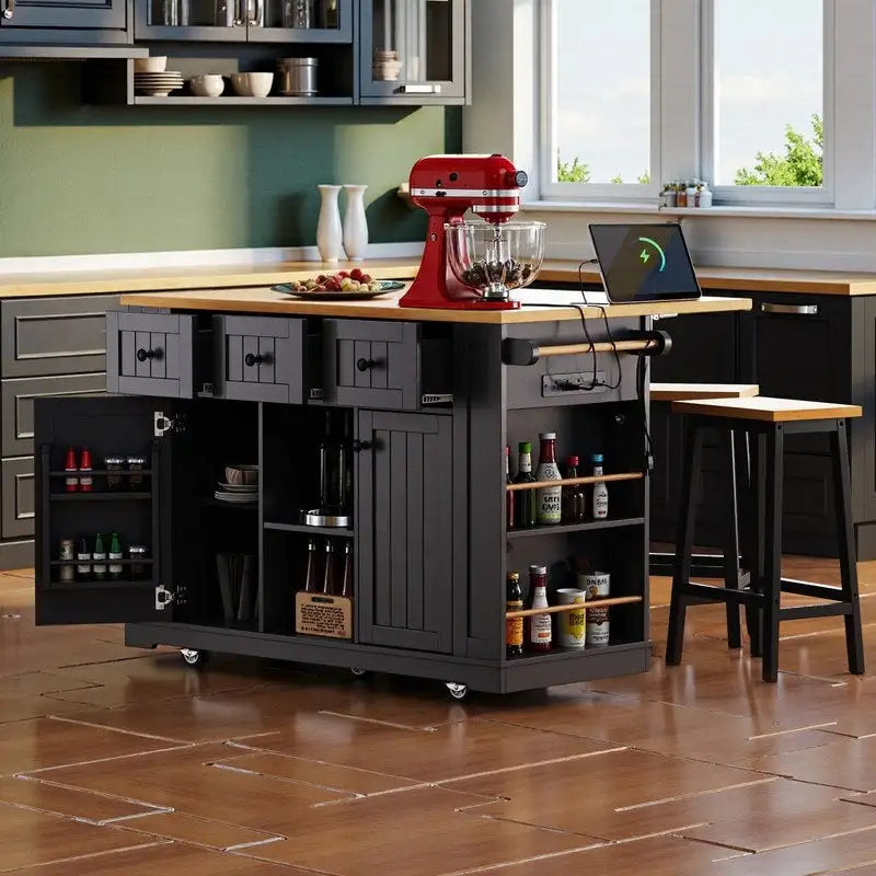 Frost 53inch Large Kitchen Island with Drop Leaf