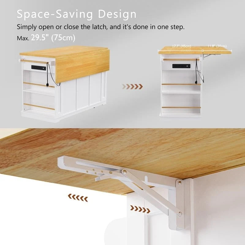 Frost 53inch Large Kitchen Island with Drop Leaf