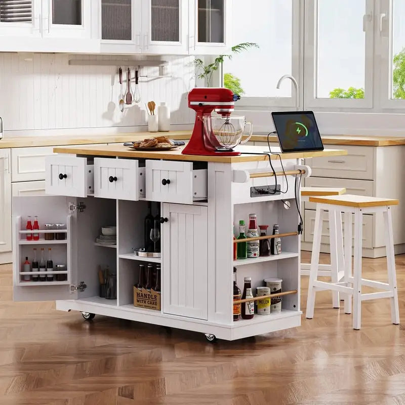 Frost 53inch Large Kitchen Island with Drop Leaf