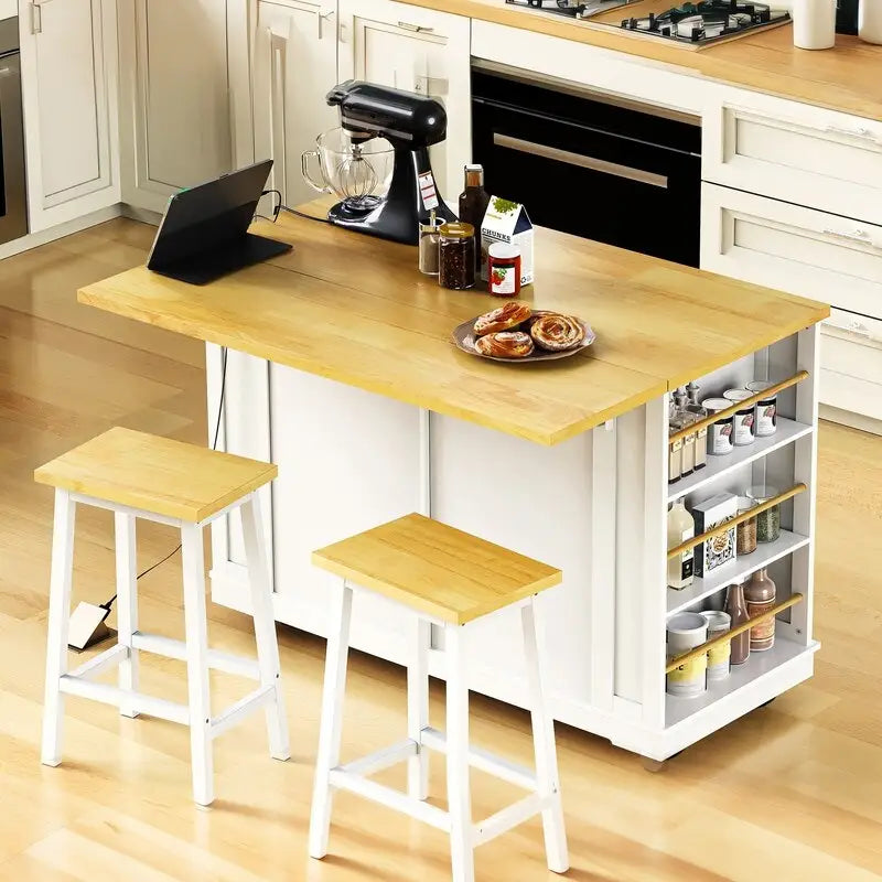 Frost 53inch Large Kitchen Island with Drop Leaf