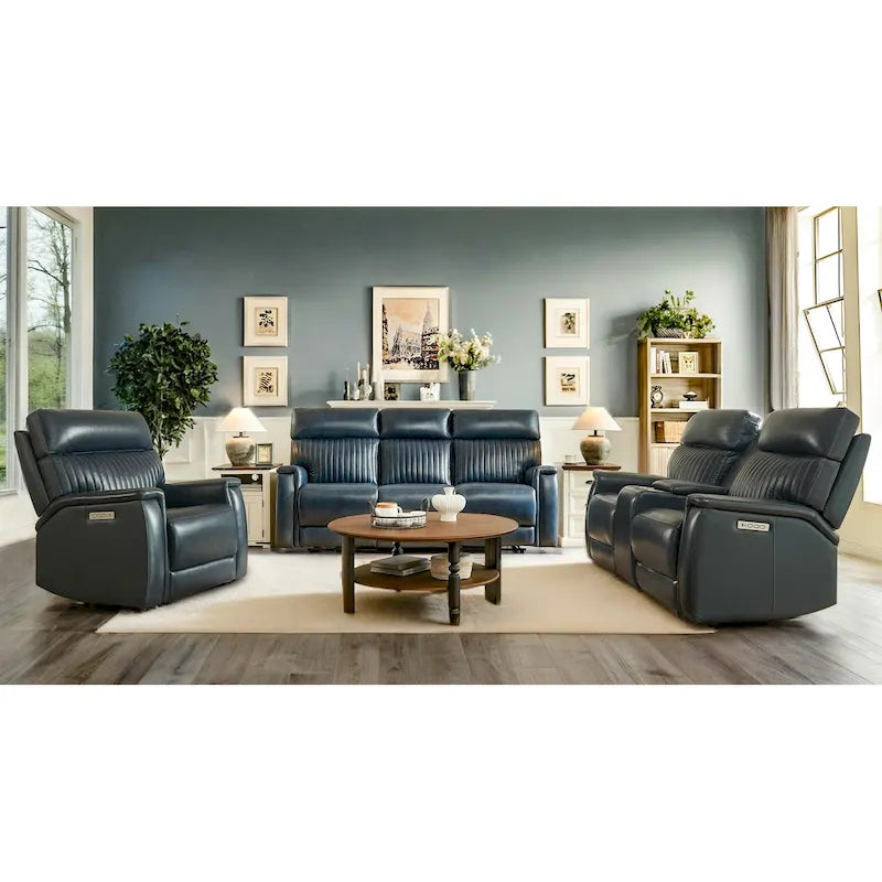 3-Piece Leather Zero Gravity Power Reclining Sofa Set with Power Headrest and Power Lumbar,USB&USB-C Port