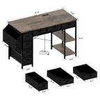Modern Computer Office Desk with Power Station and Dual Monitor Stands and 2 Drawers for Home Office or Study Organization