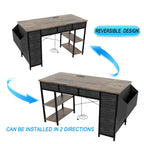 Modern Computer Office Desk with Power Station and Dual Monitor Stands and 2 Drawers for Home Office or Study Organization