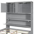 Wooden Platform Storage Bed Full Size Bed Frame with Storage Headboard