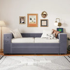 Upholstered Velvet Daybed Storage Bed Frame with USB Charging Ports
