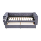 Upholstered Velvet Daybed Storage Bed Frame with USB Charging Ports