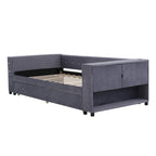 Upholstered Velvet Daybed Storage Bed Frame with USB Charging Ports