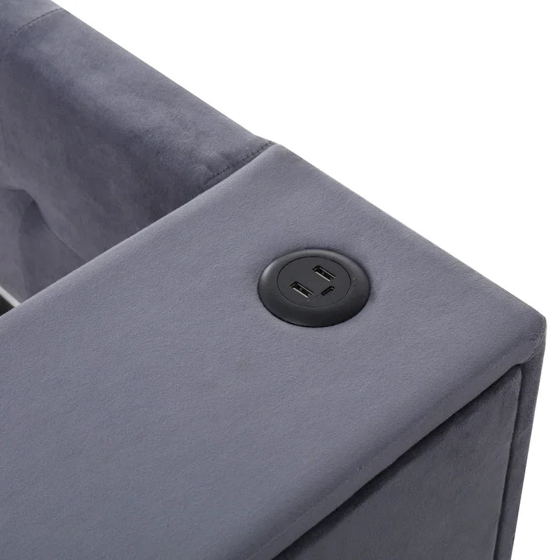 Upholstered Velvet Daybed Storage Bed Frame with USB Charging Ports