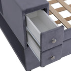 Upholstered Velvet Daybed Storage Bed Frame with USB Charging Ports