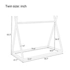 Montessori Wood Twin Tent Bed - Low-Floor House-Shaped Bed Frame for Kids/Teens - Slat-Free Design for Boys & Girls Bedrooms