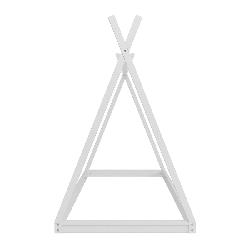 Montessori Wood Twin Tent Bed - Low-Floor House-Shaped Bed Frame for Kids/Teens - Slat-Free Design for Boys & Girls Bedrooms