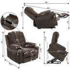 Overstuffed Chenille Power Lift Recliner With Extended Footrest,lift Assist,heat/message,ubs/type C Charging & Storage