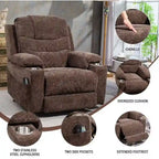 Overstuffed Chenille Power Lift Recliner With Extended Footrest,lift Assist,heat/message,ubs/type C Charging & Storage