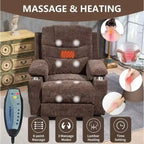 Overstuffed Chenille Power Lift Recliner With Extended Footrest,lift Assist,heat/message,ubs/type C Charging & Storage