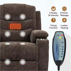 Overstuffed Chenille Power Lift Recliner With Extended Footrest,lift Assist,heat/message,ubs/type C Charging & Storage