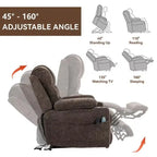 Overstuffed Chenille Power Lift Recliner With Extended Footrest,lift Assist,heat/message,ubs/type C Charging & Storage