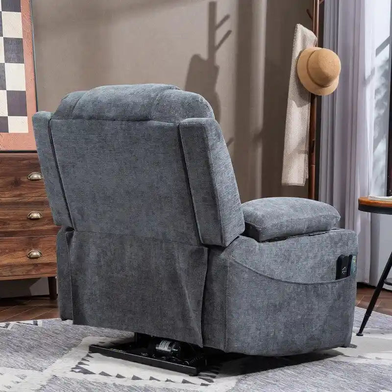 Overstuffed Chenille Power Lift Recliner With Extended Footrest,lift Assist,heat/message,ubs/type C Charging & Storage
