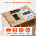 Natural Wooden Nightstand End Table with 1 Drawer and Open Shelf Suitable for Living Room or Bedroom