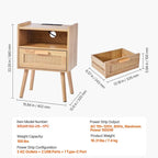 Natural Wooden Nightstand End Table with 1 Drawer and Open Shelf Suitable for Living Room or Bedroom