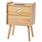 Natural Wooden Nightstand End Table with 1 Drawer and Open Shelf Suitable for Living Room or Bedroom