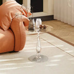 Clear Acrylic Round End Table Solid Post Side Table Nightstand - 18 Dia. x 19 H