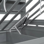 Twin Daybed with Hydraulic Lift, 3 Storage Spaces & Built-in Shelves and Cabinets