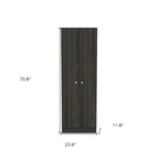 HomeRoots 71 Dark Brown Wood Pantry Or Storage Closet - 23.6' X '70.8' X '11.8