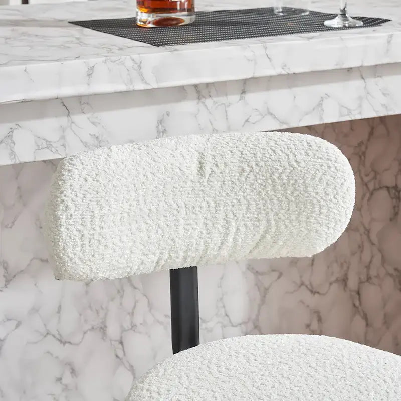 360 Swivel Bar Stools Set of 2,Boucle Counter Height Bar Chairs with Metal Legs for Kitchen Island, Dining Room