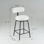 360 Swivel Bar Stools Set of 2,Boucle Counter Height Bar Chairs with Metal Legs for Kitchen Island, Dining Room